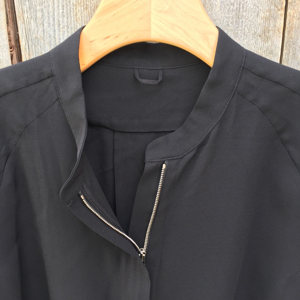 About Design Corp 100% Silk Tunic Blouse Black 12 - Picture 2 of 8